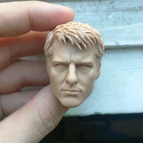 1/6 Tom Cruise DIY Unpainted White Model Head Sculpt Carved For 12" Male Action Figure Doll Toys