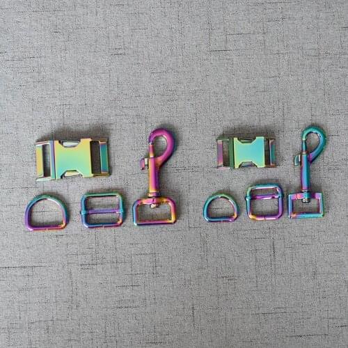 100Sets 20mm 25mm Colourful Metal Buckle Carabiner Clasp Strap Slider D Ring Snap Hook For Pet Dog Collar Leads Lock Accessories