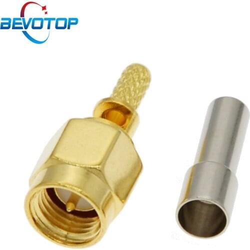100pcs/lot SMA male plug window crimp RG174 RG316 LMR100 cable RF Connector Gold Plated