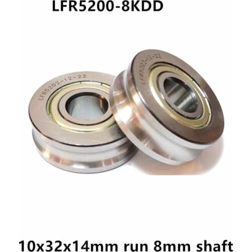 20pcs LFR5200-8 LFR5200-8KDD U groove pulley track guide roller bearing R5200-8 ZZ 10x32x14mm run 8mm shaft