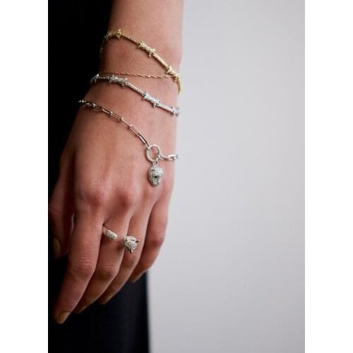 2021 High Quality Micro Pave Cubic Zirconia CZ Barbed Wire Chain Choker Jewelry Women Mens Geometric CZ Necklace Bracelet Set