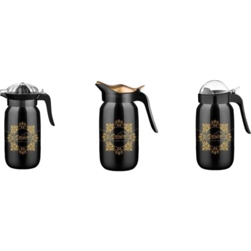 3 Piece Glass Black Set | Oil Container | Jug With Fruit Juicer | Jug | Kitchen Storage Jars | Storage Jar | Decorative Stylish