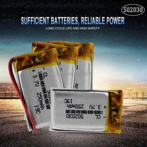 3.7V 250mah 502030 lithium li-pol li ion Rechargeable battery For Car DVR Tachograph bluetooth earphone Camera speaker MP3 MP4