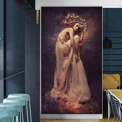 Fantasy Woman Diamond Painting,full,square,round diamond embroidery Black Flower Lady,Mosaic Picture Diy handwork puzzle X10