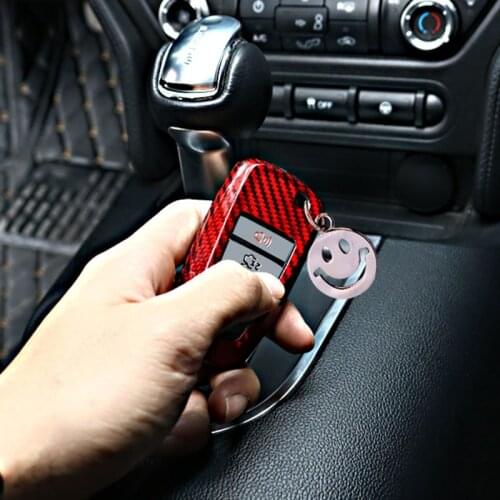 Car carbon fiber key shell protective cover For 15-17 Ford Mustang key cover modification Decoration Accessories