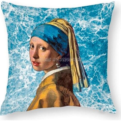 Girl With A Pearl Earring Pillow Case Customize Pillowcase Modern Home Pillow Covers Decorative Quadro Opera Darte Perla Ragazza
