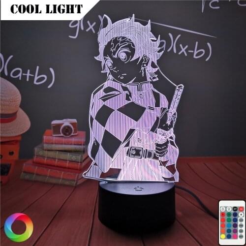 Kimetsu No Yaiba Tanjiro Kamado Figure 3d Night Lamp for Child Bedroom Decor Nightlight Kids Led Night Light Demon Slayer Gift