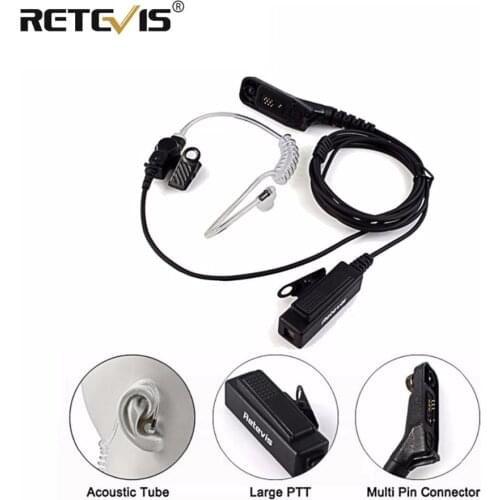 Retevis R-1M21 Large PTT Mic Headset Acoustic Tube Earpiece For Motorola DP4800 DP4801 XPR6550 DGP4150 P8268 Walkie Talkie etc