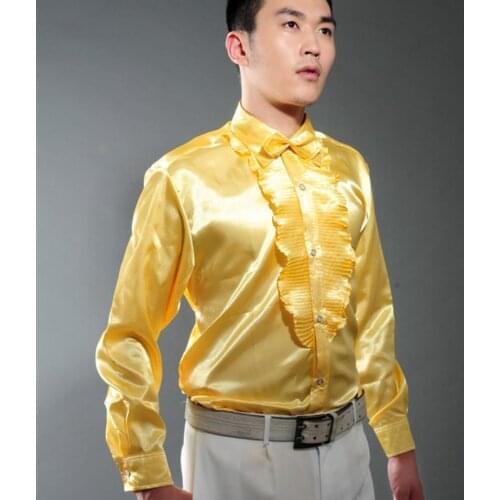 Famous brand white red 2020 spring clothes men shirt long sleeve slim fit mens dress shirts dress singer stage brand-clothing