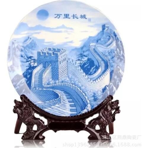 Jingdezhen Ceramic Wall hanging plate blue and white ceramic decorative plate gift to commemorate the disk wholesale outlets