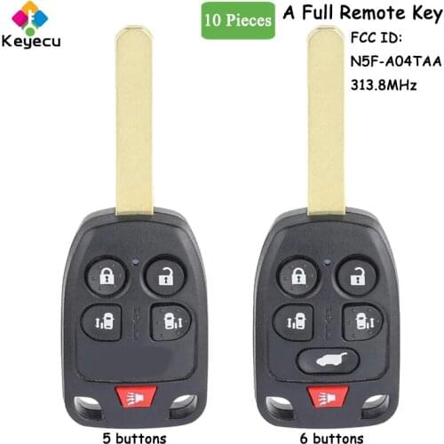 KEYECU 10PCS Remote Car Key With 5+1 6 Buttons 313.8MHz Fob for Honda Odyssey 2011 2012 2013 2014 FCC ID: N5F-A04TAA N5F-A04TAA