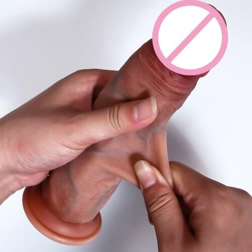 Foreskin Sexy Huge Dildo Female Masturbator Super Realistic Penis Dildo Double-layer Silicone Suction Cup Dildos for Women Big
