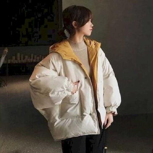 Hooded Stand-up Collar Padded Padded Jacket Autumn And Winter Womens Plus Size Jacket 2021 New Double-sided Lightweight Down Ja