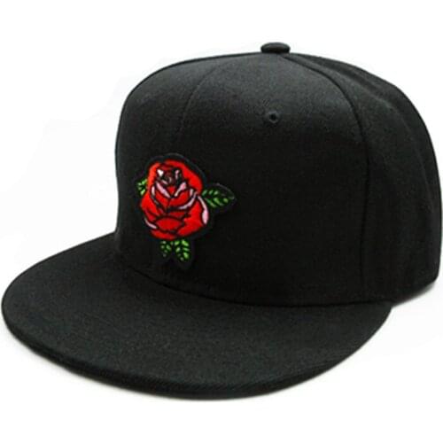 LDSLYJR Rose flower embroidery cotton Baseball Cap hip-hop cap Adjustable Snapback Hats for men and women 188