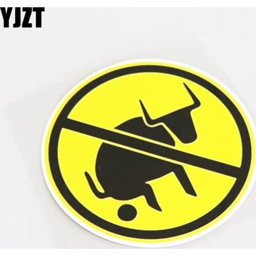 YJZT 12CM*12CM Fun Animal Cattle Warning Mark Motorcycle Car Sticker Decal PVC 13-1125