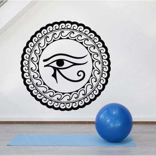 Mandala Wall Sticker All-seeing Eye Decal Yoga Studion Wall Art Stickers Om Decals Meditation Room Decor Removable Mural