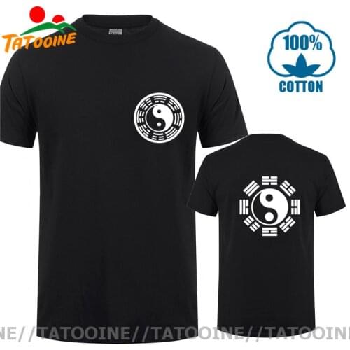 New Taiji China Style Men Casual Top Tee Kung Fu Master Karate Front and Back Design T-shirt Tai Chi Print yin and yang Tshirt