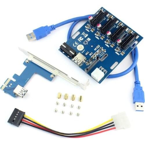 Pcie 1 To 4 Pci Express 1X Slots Riser Card Mini Itx To External 4 Pci-E Slot Adapter Pcie Multiplier Card(2 Packs)