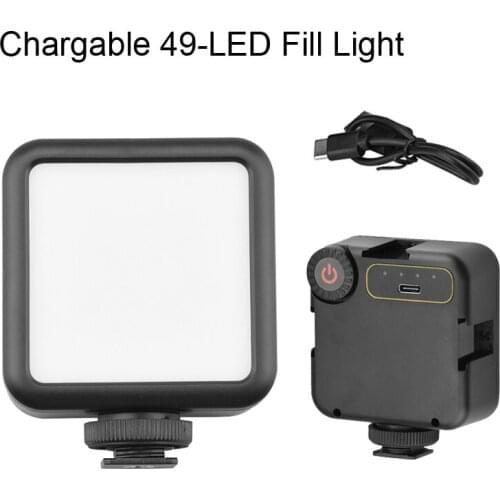 Chargable Camera Fill Light with 1/4 Screw Phone Video 49 Led Flash Lights Mini Led-49 Video Lamp Camera Video Flash Accessories
