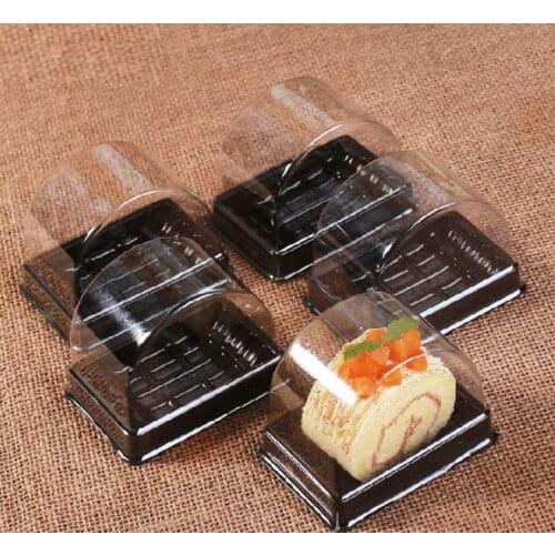 Transparent PP Plastic Cake Box Single Cake Roll Boxes Bottom Swiss Roll Boxes Food Packaging SN747