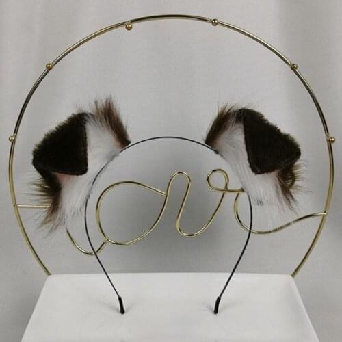 Handmade Fluffy Puppy Dog Ear Faux Fur Fold Ears Lolita KC Fold Hairhoop Hairbands Headband Headwear Cosplay Costume Accessories