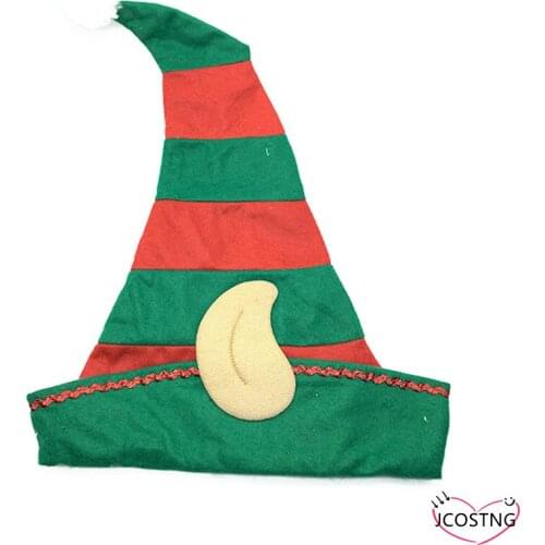 Christmas Elf Hat for Adults Children Red And Green Striped Design Santa Hats Ornaments Party Cap Xmas Party Props