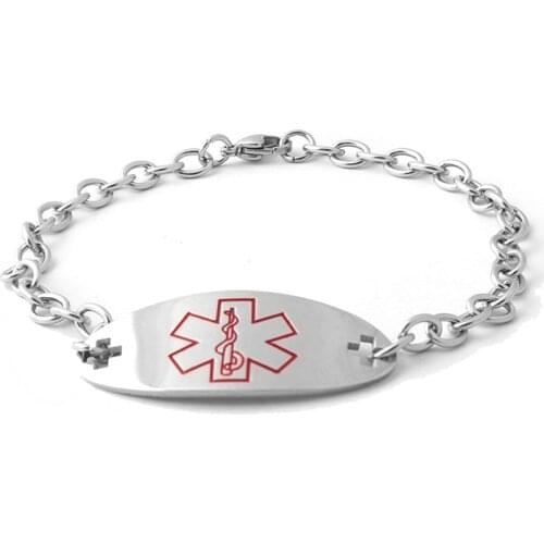 Runda 2020 Fashion Medical Alert ID Cross Bracelets for Man Stainless Steel Oval Chain Mens Bracelet Jewellery