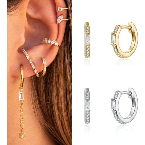 925 Silver Korean Style Hoop Earrings CZ Minimalist Earrings Fashion Jewelry For Women European American Style Birthday Gifts