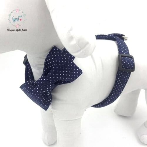 Blue Dot Dog Harness with Flower Basic Dog Leash Adjustable Metal Buckle Pet Supplies