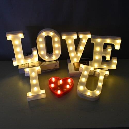 Luminous LED Letter Night Light English Alphabet Numbers Party Decorative Letters Romantic Wedding Decoration without Battery