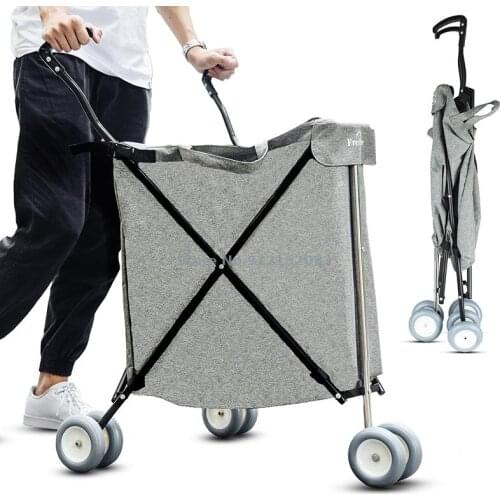 Supermarket Shopping Cart Universal Wheel Multifunctional Folding Camping Car Outdoor Pet Stroller Express Trolley