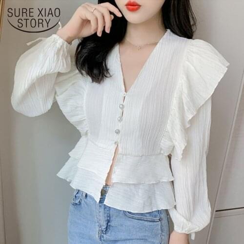 2020 Autumn Sweet Women Tops and Blouses Chiffon Shirt Female Fashion Lace-up Shirts Women Cardigan Blusas Casual Clothes 10587