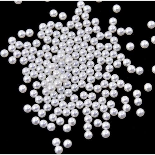 1Bag Nail Art Pearls Jewelry White Round Flat Back 2-7mm Size 3D Gems ABS Resin Pearl Beads Acrylic Nail Rhinestones Decor TP/36