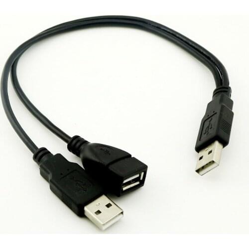 1pcs USB 2.0 A Male To USB A Female + Male Y Splitter Hub Power Cord Adapter Cable 30cm