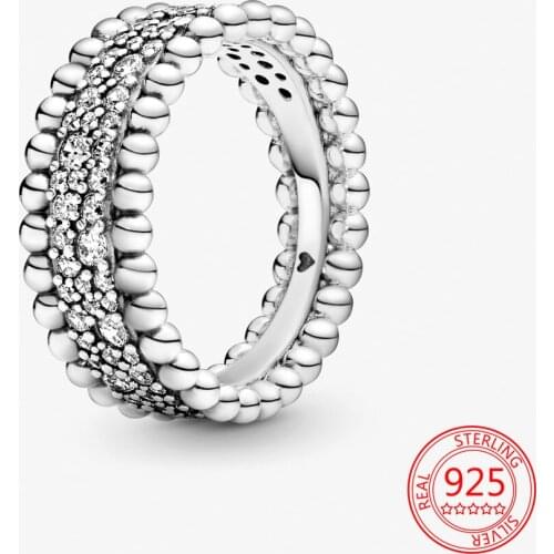 100% Real S925 Sterling Silver Pave Band Sparkling Ring Fashion Original Ring for Women Luxury Jewelry Anniversary Gift