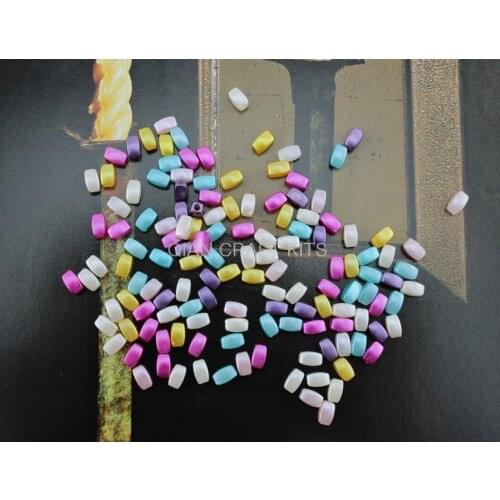 1200pcs 3D 5mm tube beads Acrylic rectangle pearly pearlized shiny beads Gems mixed colors seed beads D15 display