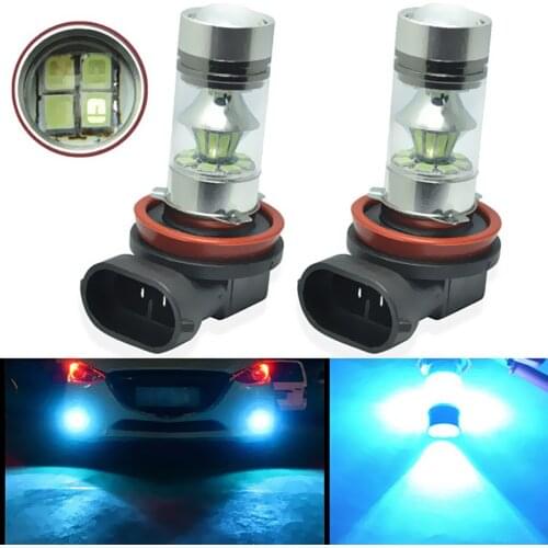 2 Pieces H11 100W Car Fog Driving Light LED Bulbs High Power Ice Blue