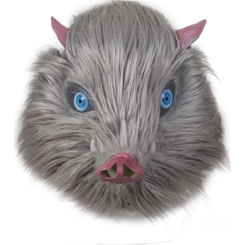 2021 Demon Slayer Cosplay Mask Hashibira Inosuke Headgear Halloween Funny Party Boar Head Props