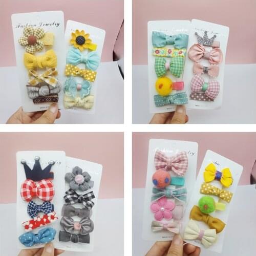 5PCS/set Princess Hair Bowknot Hairpins For Baby Girl Kids Headwear Flower Kawaii Sweet Small Hair Clips Barrettes Accessories