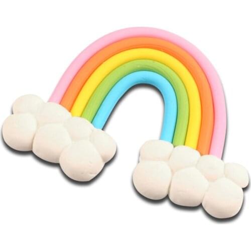 5Pcs Rainbow Bridge Clay Decoration Crafts Bead Flatback Cabochon Scrapbook Kawaii DIY Accessories Buttons