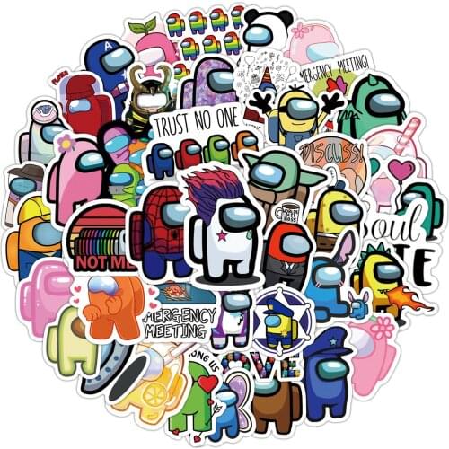 50 Pcs Among Us Game Cute Graffiti Stickers Cartoon Creative Suitcase Helmet Pvc Waterproof Stickers