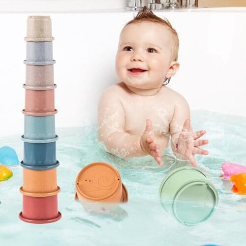 1 Set Baby Childrens Stacking Cups Toys Early Education Intellectual Toys Rainbow Baby Stacking Cups Childrens Birthday Gift