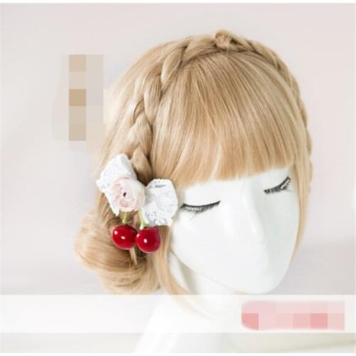 Cosplay lolita accessories white bow cherry headwear harajuku headdress