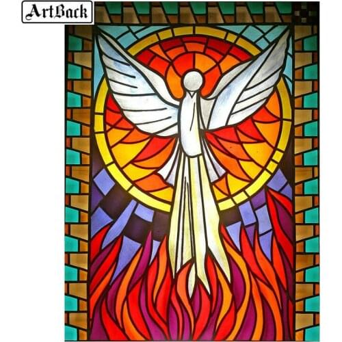 5d diamond painting pigeons full square color mosaic church window flower crafts new arrival diamond embroidery religion