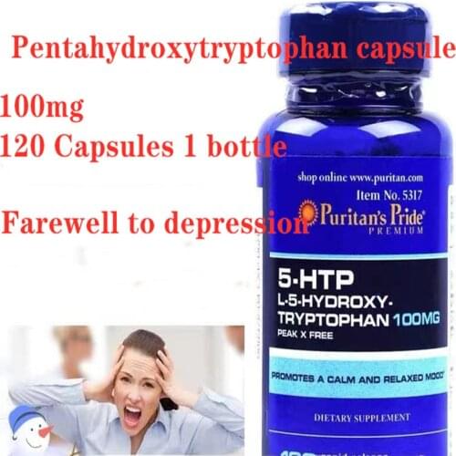 American imported Puritans Pride 5-HTP pentahydroxytryptophan capsules 100mg120 pills Farewell to depression and anxiety