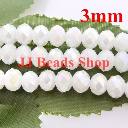 Free shipp 6.46USD 1000pcs/pack 3mm AAA top quality crystal glass 5040 rondelle beads white jadelike AB colour ing R030AB456