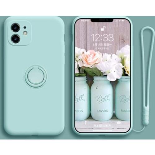 Smartphone Case With Finger Ring String For iphone 12 Pro Max 11 7 8 Plus 6S SE 2020 MIni Waterproof Lens Protection Plain