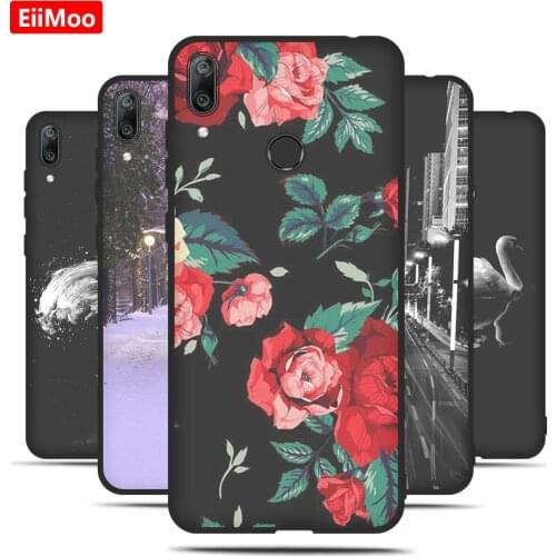 EiiMoo Phone Case Is Suitable For Huawei Y7 Prime 2019 For Enjoy 9 Case Exquisite Cartoon Black Silicone Phone Case