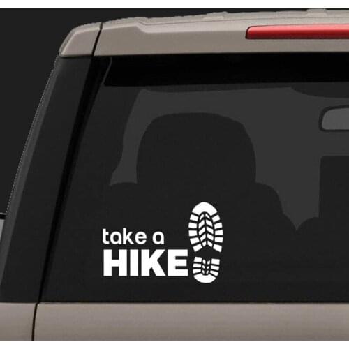 Black/Silver Take a Hike Text Car Sticker Shoe Print Decal Vinyl Adventure Window Bumper Car Sticker Waterproof Hot Selling S109