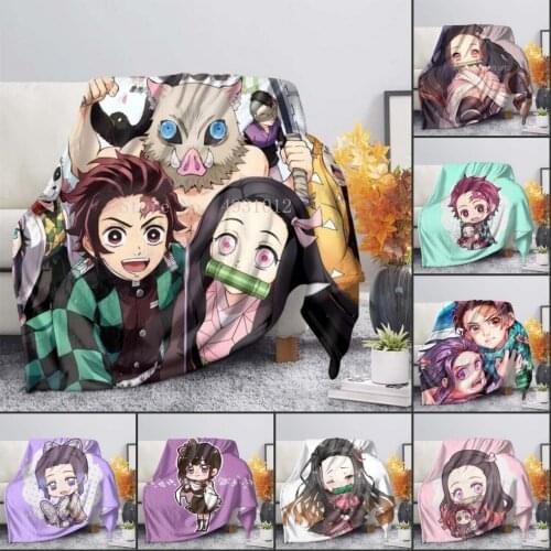 Japan Anime Duvet Home Decorative Cartoon Demon Slayer Spring/Autumn Fleece Blankets for Children Kids Bedding